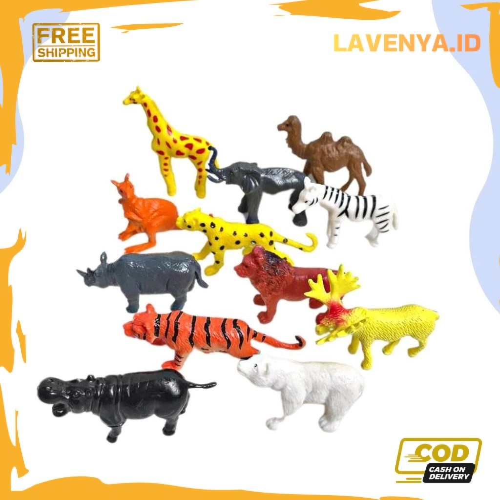 (RO) CBD MAINAN HEWAN KARET SET ISI 12 PCS  WILD ANIMALS / Mainan Hewan Karet / hewan miniatur zoo t