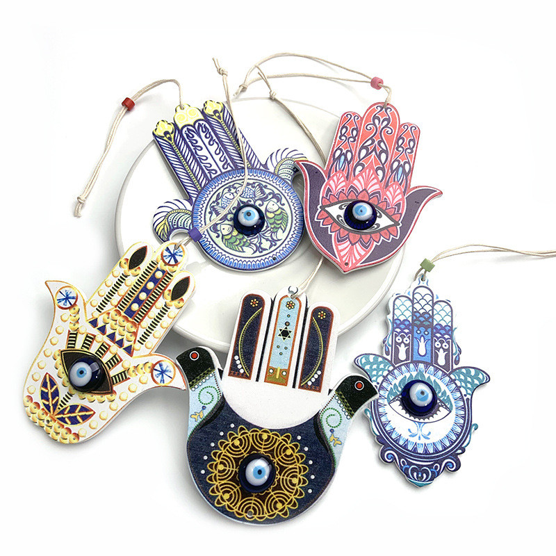 Blue Evil Eye Wall Hanging Wood Hamsa Wall Decor Greek Evil Eye Home Decor Turkish Evil Eye Fatima H