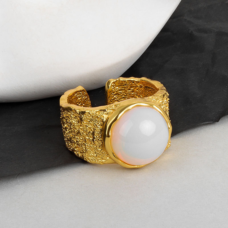 Temperamen desain ceruk cincin tekstur opal tekstur cincin terbuka perdagangan luar negeri