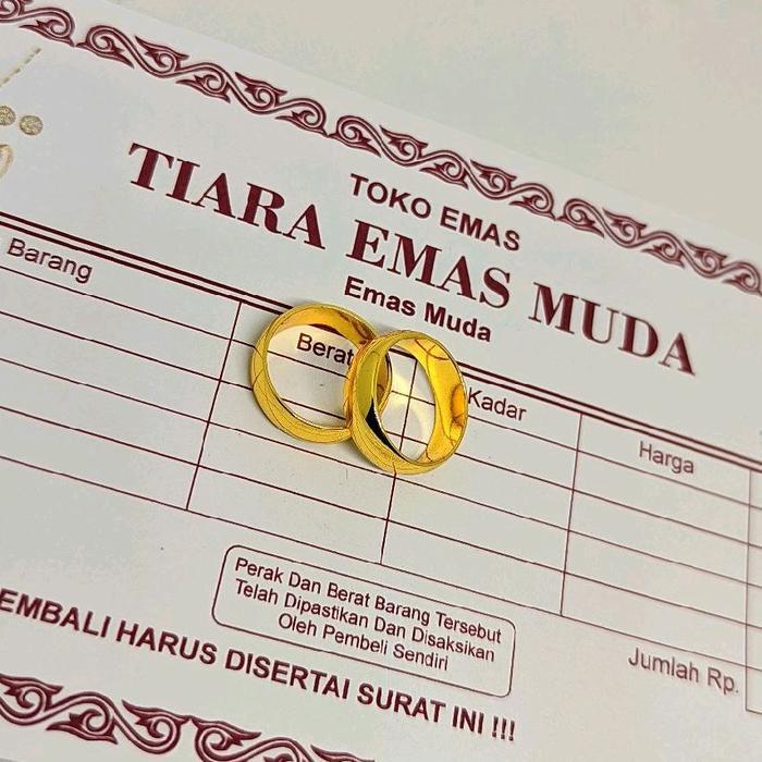 Cincin Emas Couple Mewah Emas Muda Asli Berat 2gram Kadar 875 Ada Surat