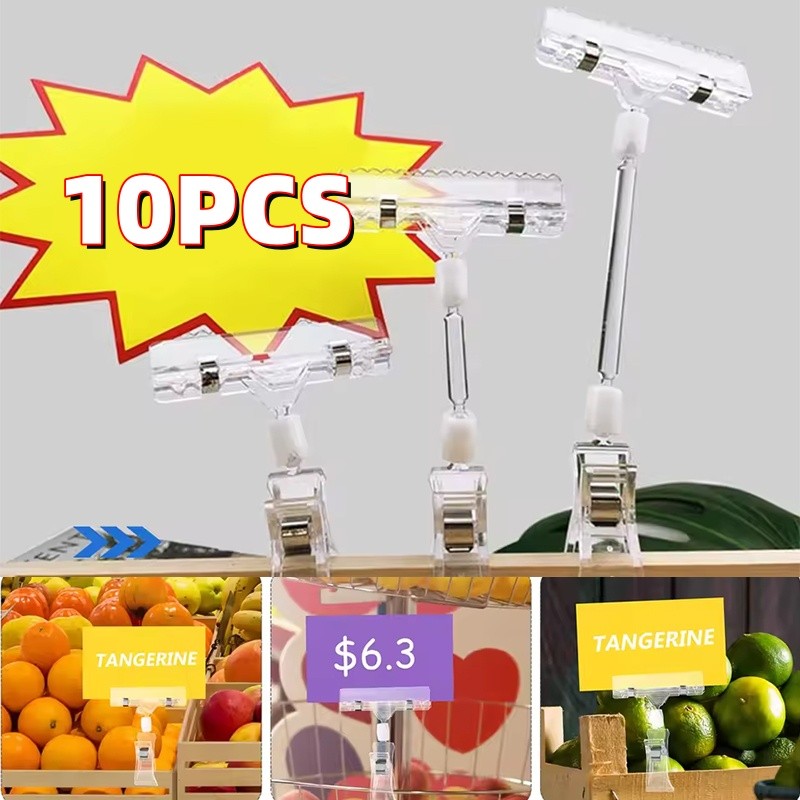 CHARMANT 10 Pcs Kait Label Bening / Pemegang Label Klip / Jepitan Harga Promo Toko Akrilik Bening Tr