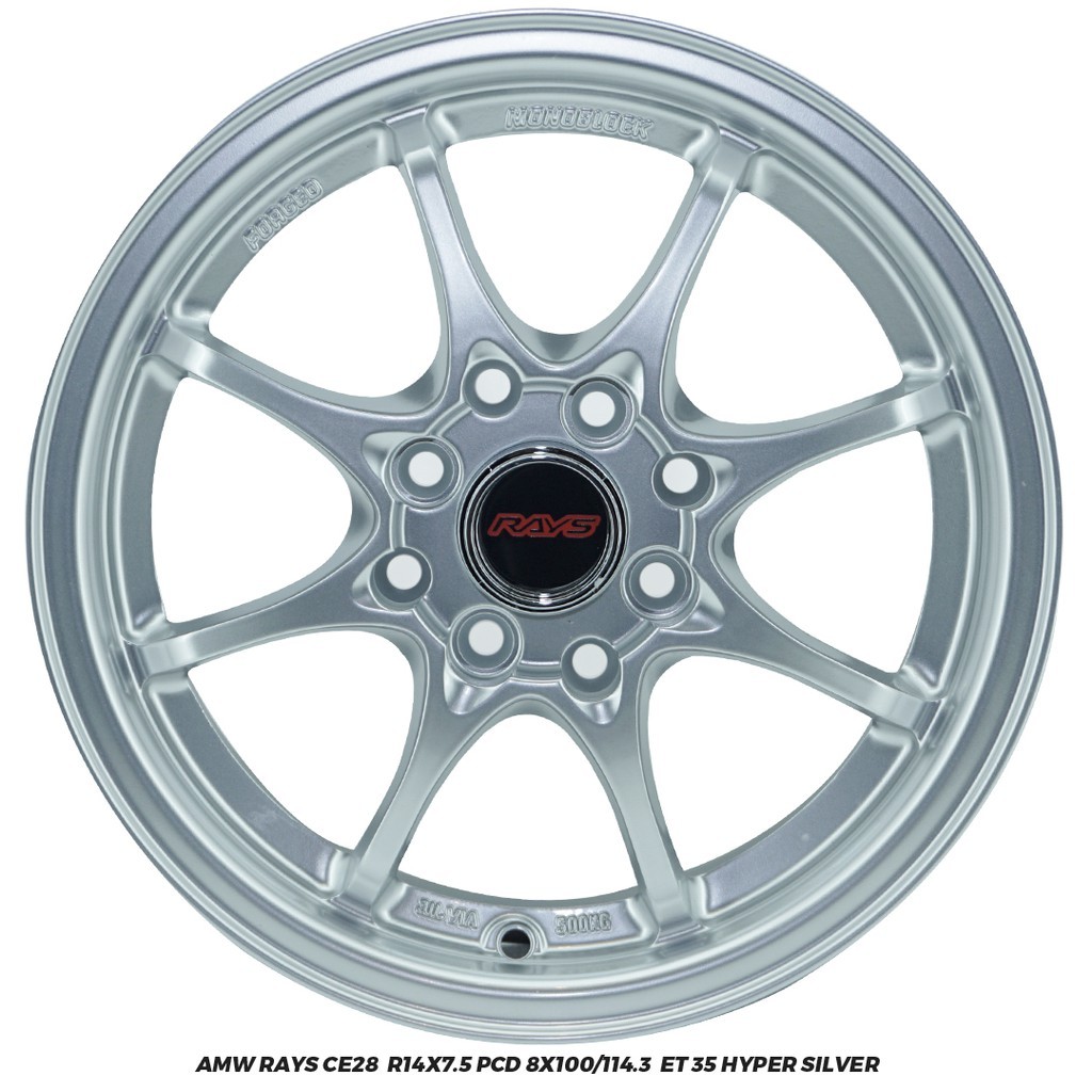 Velg Mobil AMW RAYS Ce28 Ring 14x6.5 Pcd 8x100/114.3 ET 35 Hyper Silver