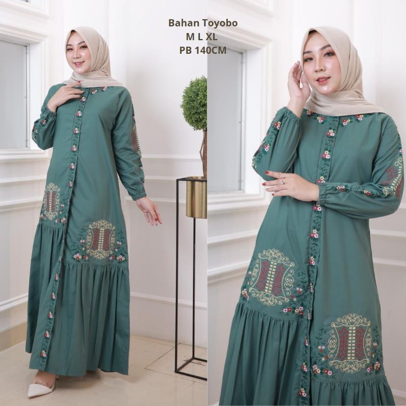 Gamis MALIKA Katun Toyobo Bordir Pintu Aceh