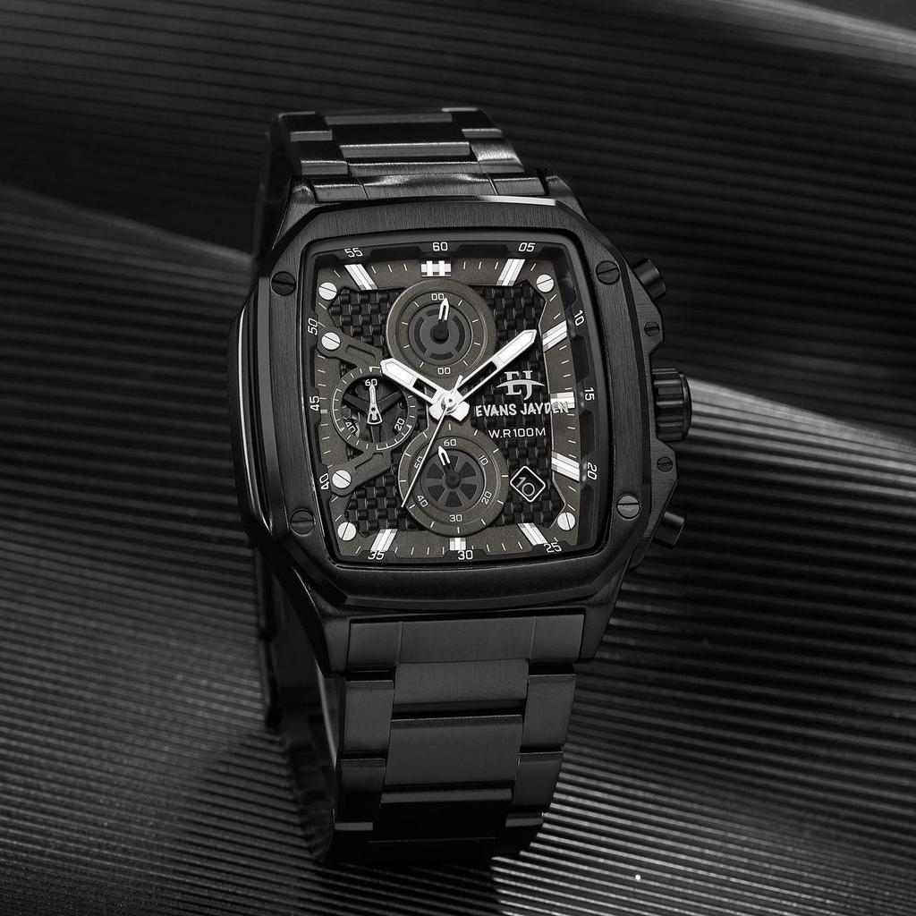 Evans Jayden Jam Tangan Pria 9580 Rantai Stainless Steel Chronograph Kaca Sapphire Watches Waterproo