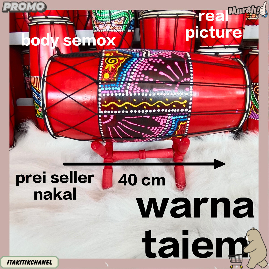 KENDANG JAWA 40 CM MOTIF & POLOS / kendang anak / kendang mainan / kendang pentas / kendang nangka /