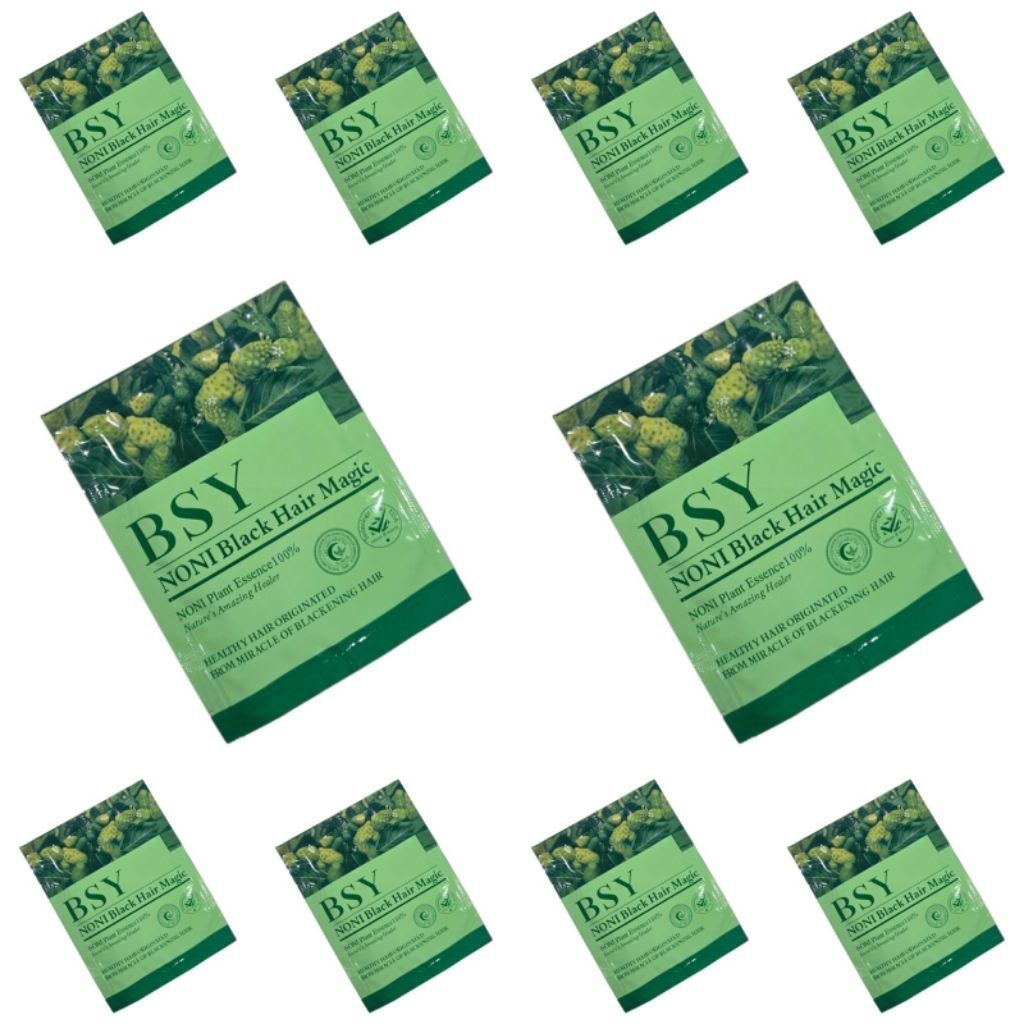 [ 10 PCS ] BSY NONI Shampo Penghitam Rambut Alami Organik 20ml - BSY NONI Black Hair Magic Asli 100%