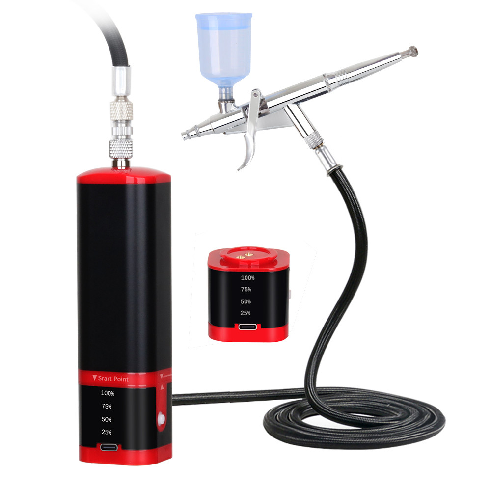 TM100-116W Mini Airbrush Profesional Portabel dengan Kit Kompresor untuk Dekorasi Kue, Tato Sementar