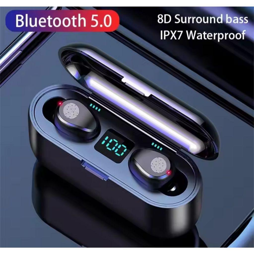F9 TWS Bluetooth 5.0 Headset Wireless 8D Bass HiFi Earphone LED Display IPX7 Waterproof