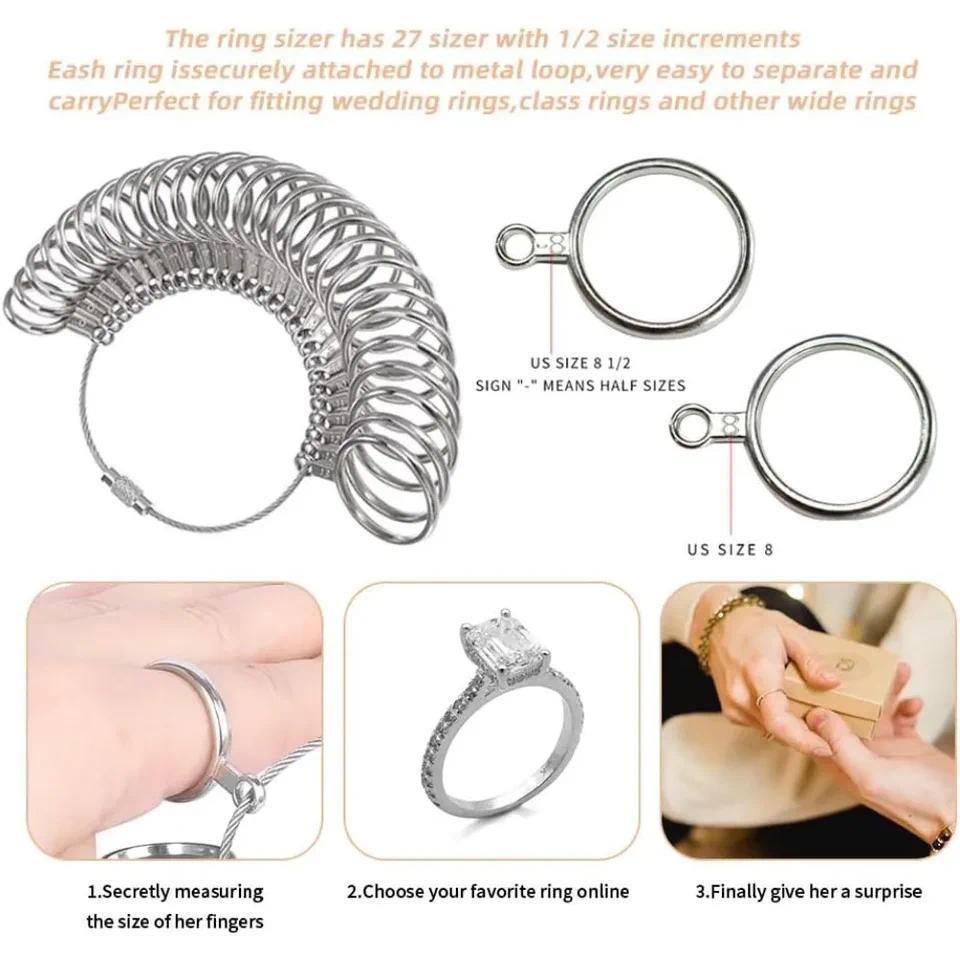 US Ring Sizer Measuring Tool Metal Ring Mandrel Ring Measurer and Ring Sizer Women Men Ring Sizing K