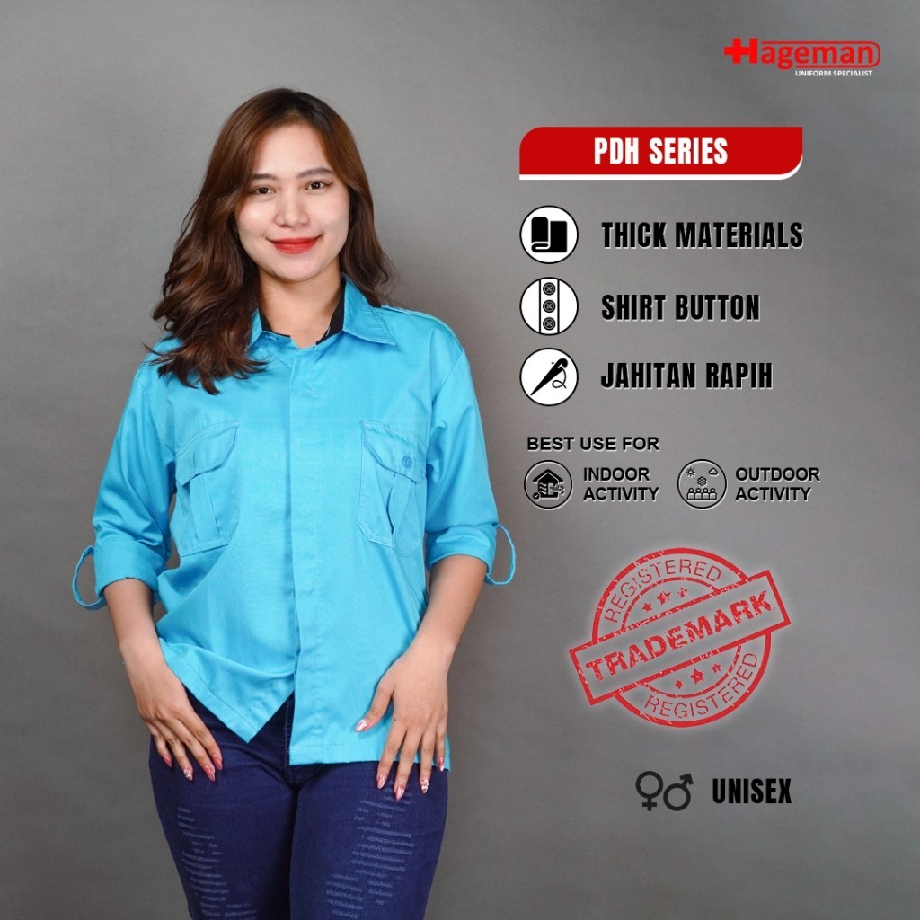 Baju PDH / Kemeja PDH Warna Biru Turkish