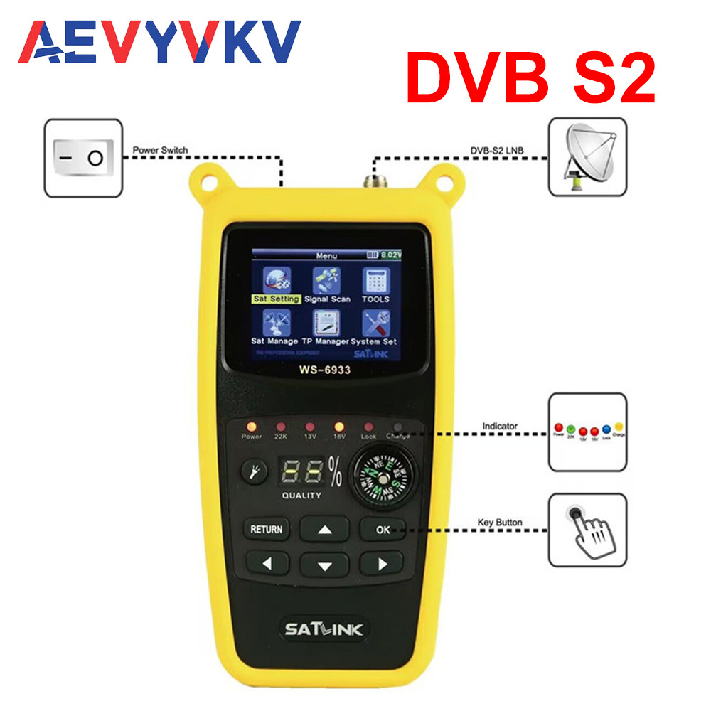DVB-S2 FTA Satellite Finder Satellite Signal Meter LOT Original Satlink WS-6933 Satellites Finder C 
