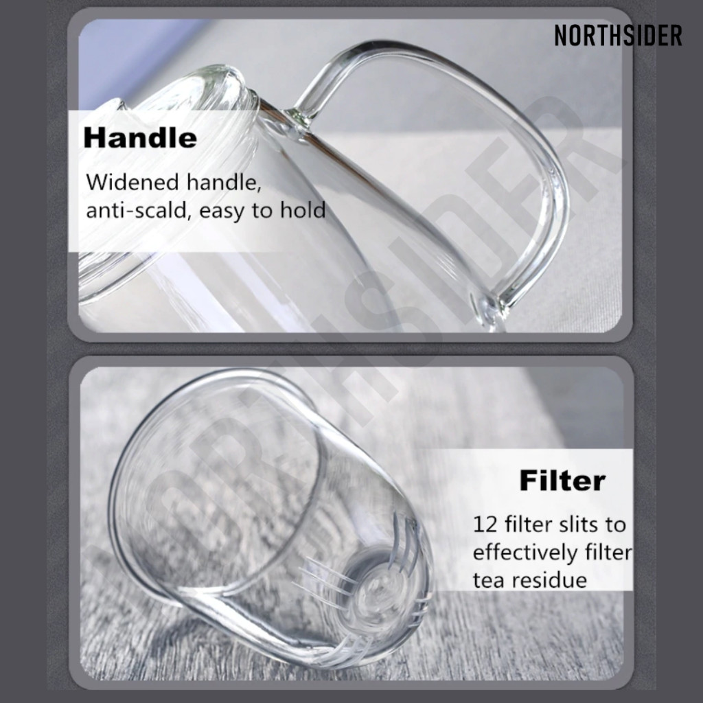 Glass infuser teapot 600ml | teko teh saringan kaca