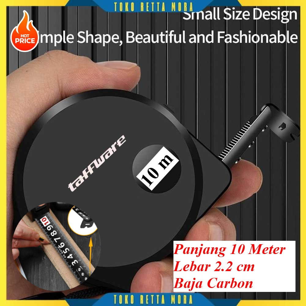 Taffware Meteran Roll Tape Measure Lock System 10 Meter Baja Carbon - DSH-19