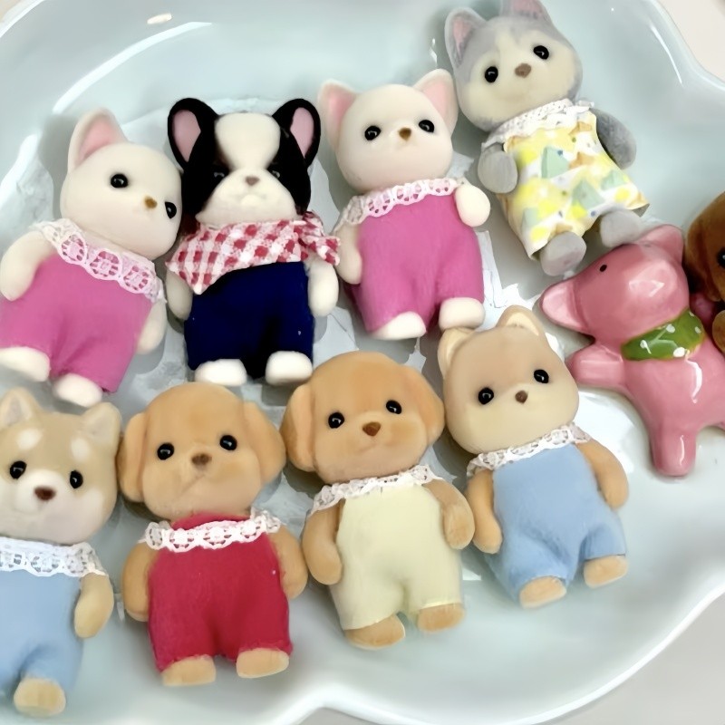 Sylvanian Families Forest Rabbit Grove Family Dollhouse Beaver Baby ristmas Toy Girl Flocking Doll D