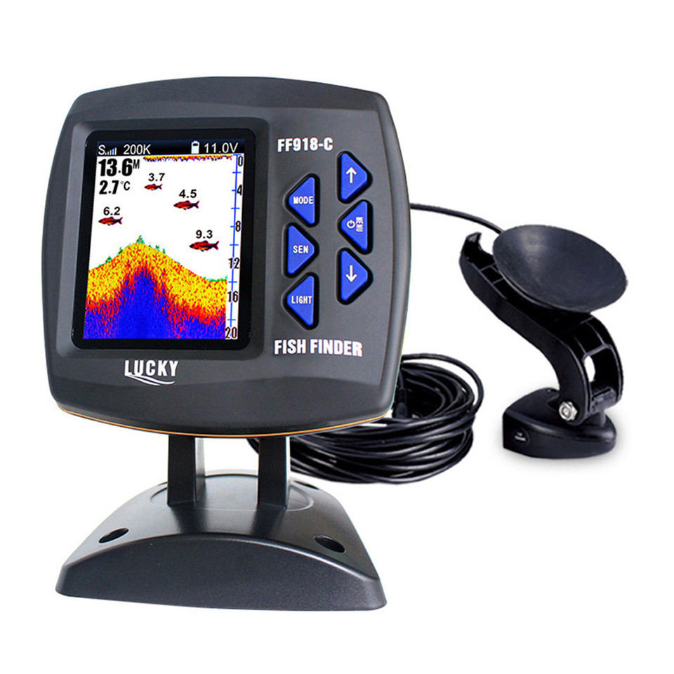 Fish Finder Color Screen Wired Fish Finder Dual Frequency 328ft100m Water Depth Boat Fish Finder Col