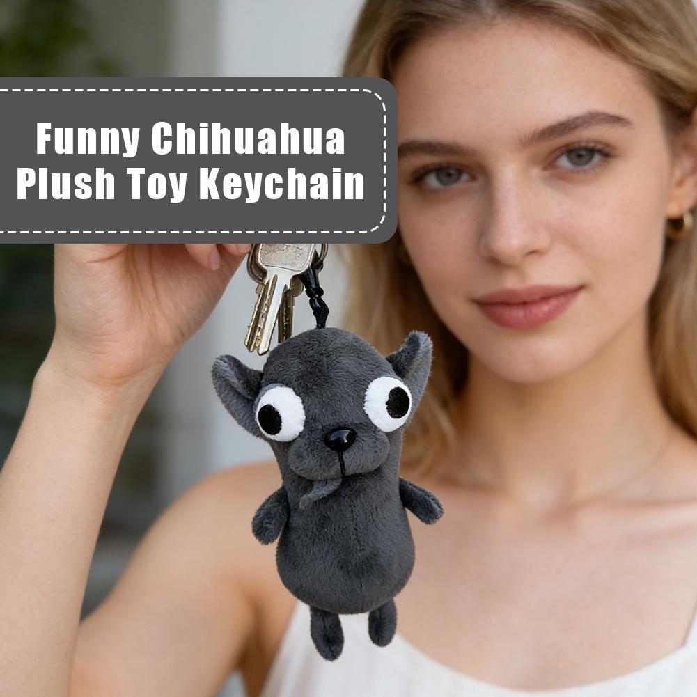 Stuffed Animals Chihuahua Pent Puppy Pet Realistic Stuffed Chihuahua Doll 17cm Keychain Pent Chihuah