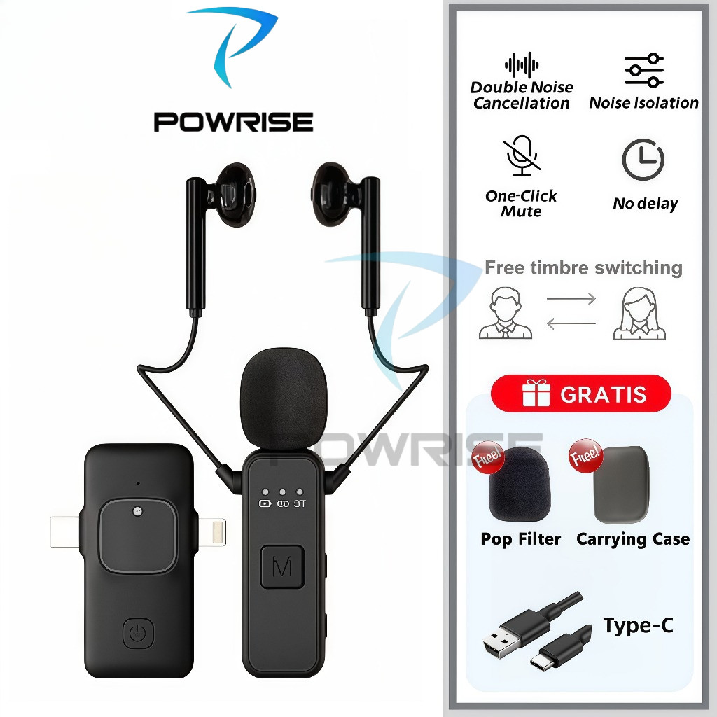 [COD]POWRISE K3 Wireless Soundcard Headset BT 2 in 1 Mikrofon klip Nirkabel Sound Card Earphones Liv