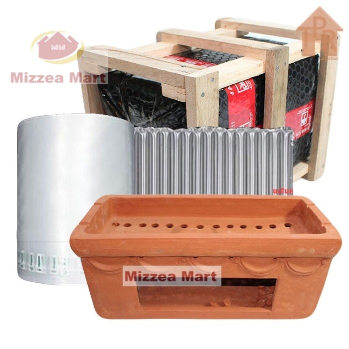MizzeaMart Terakota - Anglo Tanah Liat / Anglo Bakaran Sate Jumbo L + krat kayu