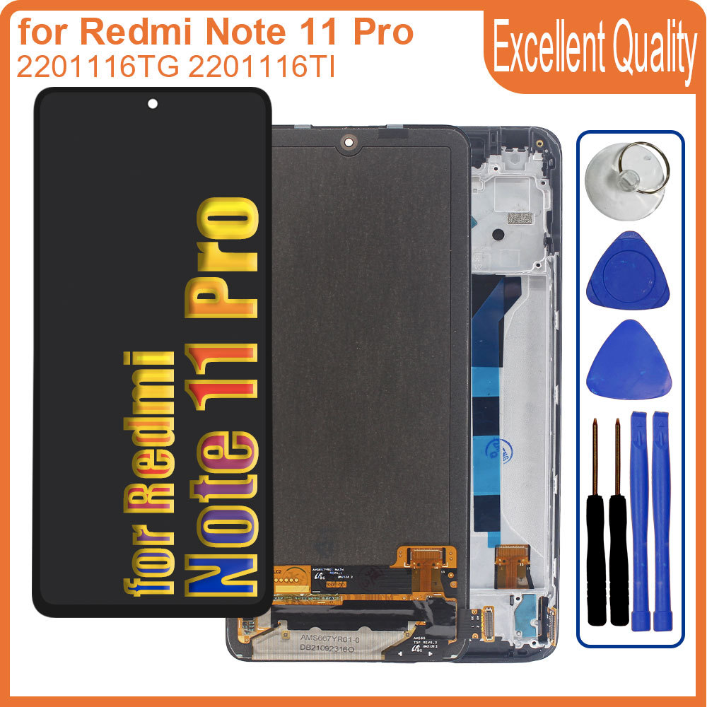 AMOLED LCD for Xiaomi Redmi Note 11 Pro 2201116TG LCD splay Touch Screen Assembly Replacement for Re