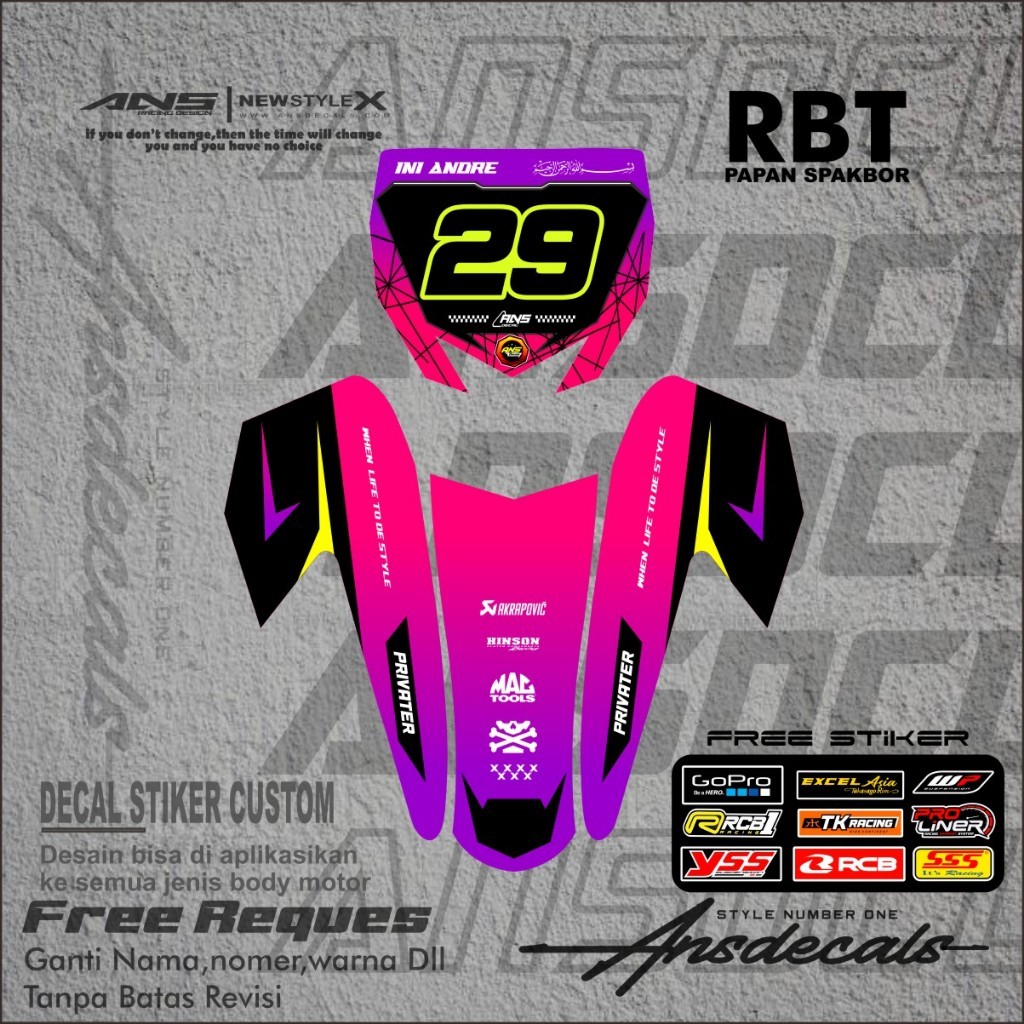Spakbor Papan Nomer Rbt Stiker Rbt Jupiter Supra Vega Revo Stiker Custom Spakbor Papan Nomer Rbt