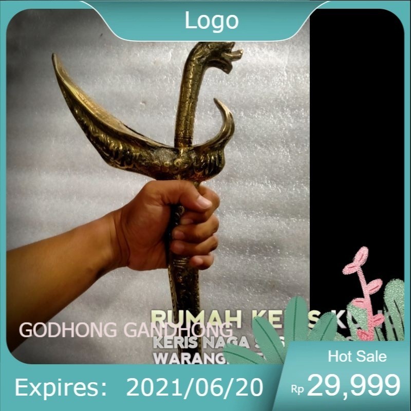 KERIS NAGA FULL KUNINGAN PLUS WARANGKA PANJANG 40 CM LSP1