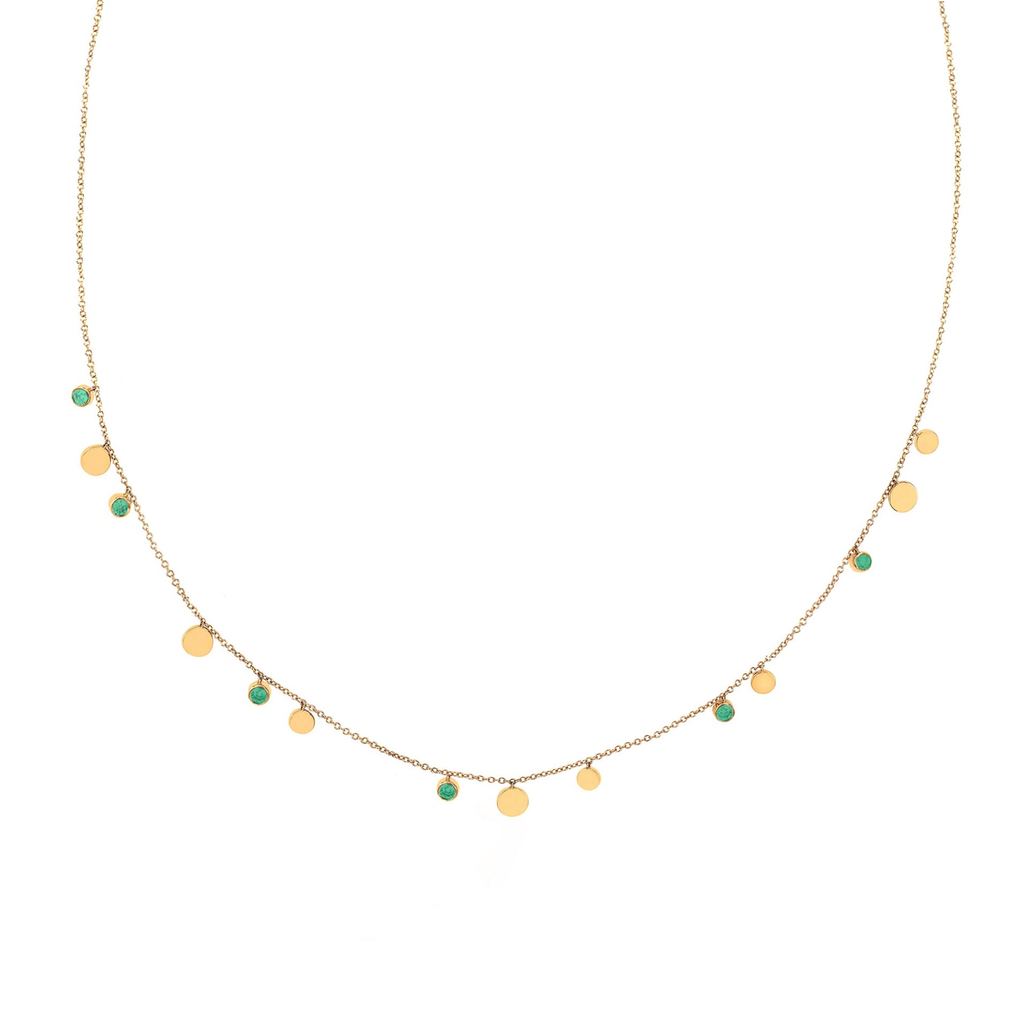 Ibu Zambian Emerald Disc Necklace - Gold Vermeil