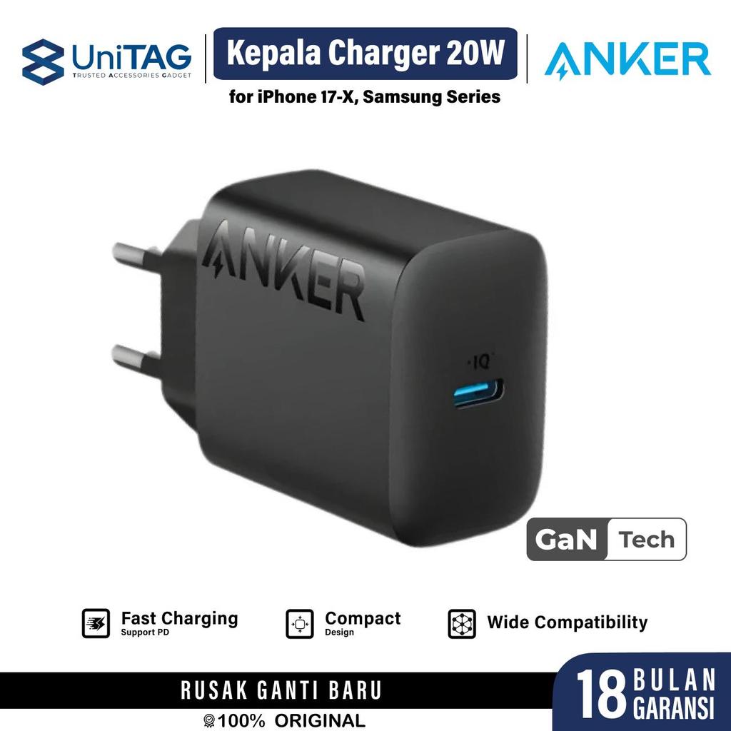 ANKER Kepala Charger for iPhone 16 15 Samsung iPad PowerPort 20W USB Type C for iPhone 16 15 Wall Ad