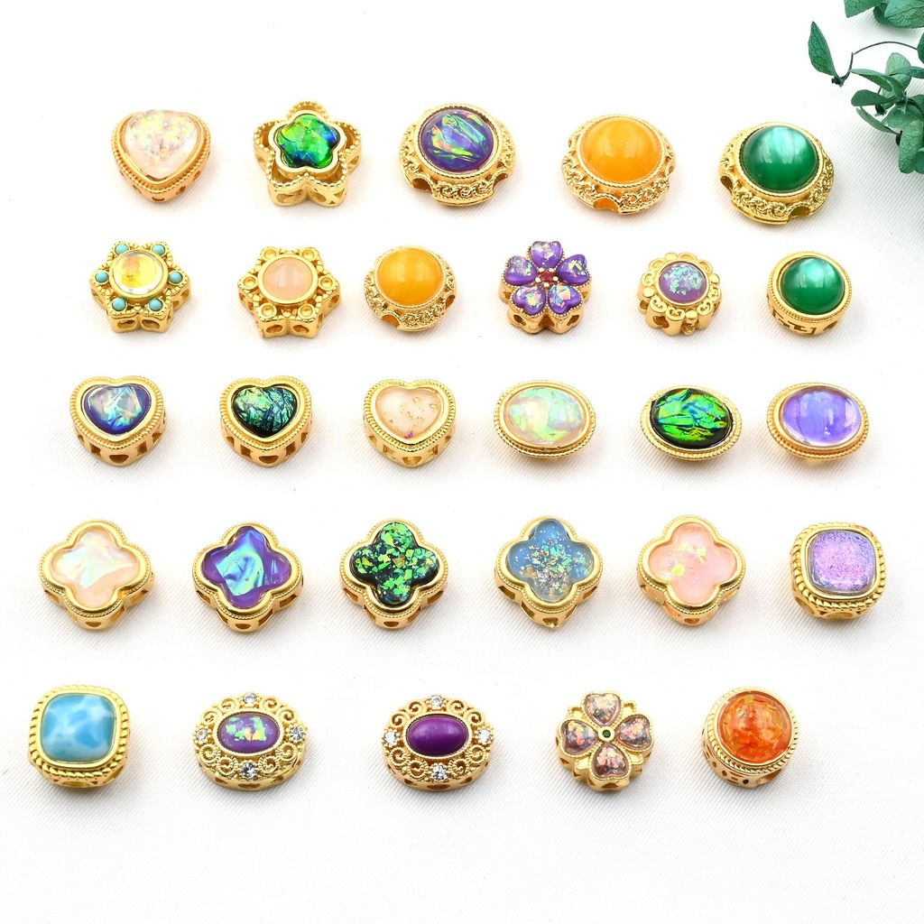 (1 bungkus 5) Manik-manik emas kuno, manik-manik lepas emas pasir transfer manik-manik gelang DIY ak