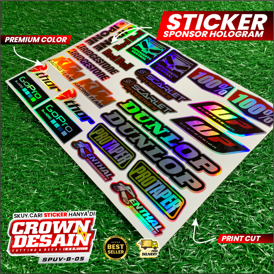 Stiker Sponsor Pack Racing Hologram Vinyl 1 Set Stiker Racing Pack Variasi Sponsor Motor Balap/Helm