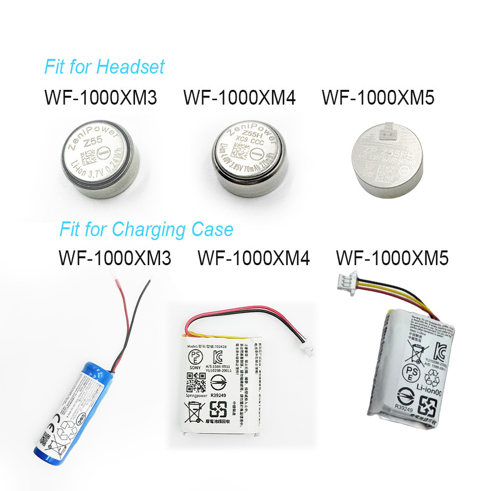Replacement Battery For Sony WF1000XM4 WF1000XM3 WF1000XM5 ZeniPower Z55H Z55 Headset Charging Case 