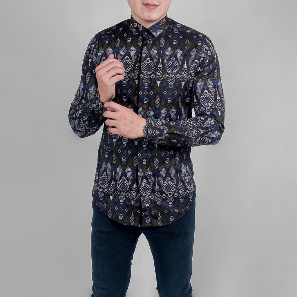 DGM Fashion Kemeja Batik Songket Pria Batik Pria Lengan Panjang Batik Premium Batik Songket 002 E