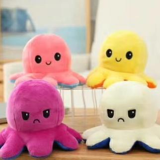 Terlaris family toys BONEKA GURITA BOLAK BALIK oktopus mood tiktok import - 30CM HIJAU PINK