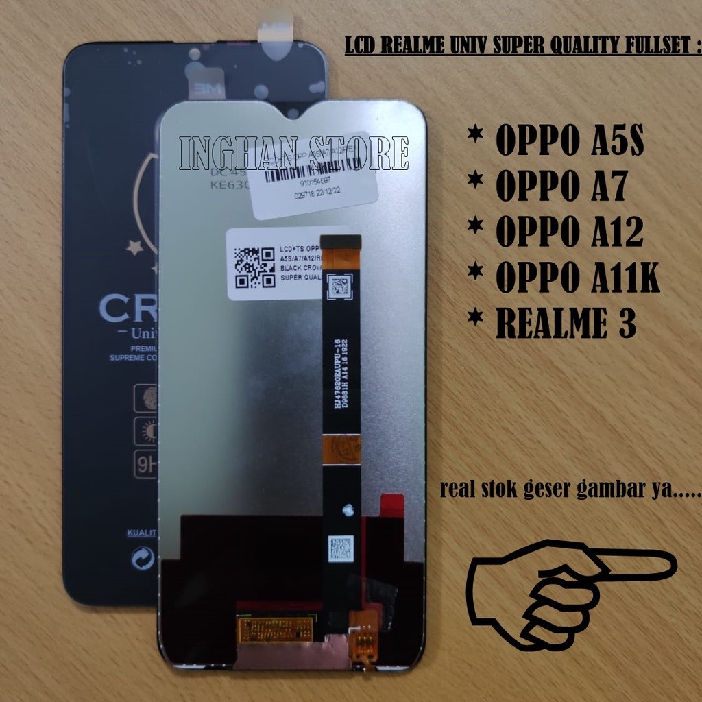 LCD OPPO A5S / OPPO A7 / OPPO A12 / A11K / REALME 3 FULLSET TOUCHSCREEN , GARANSI BISA COD