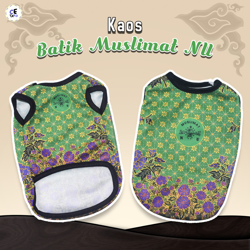 Baju Kucing Lucu Motif Batik Muslimat NU Nahdlatul Ulama Untuk Kucing Anak Kambing Anjing Size Jumbo