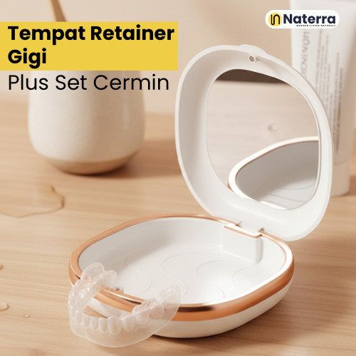 Tempat Retainer Gigi Set Cermin Tempat Gigi Palsu Lepas Pasang Denture Box Kawat Gigi