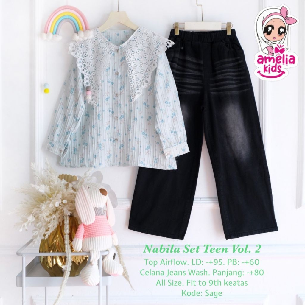 2301  Nabila Vol.2 setelan celana kulot jeans muslim anak perempuan by Amelia kids  // ONESTUFF