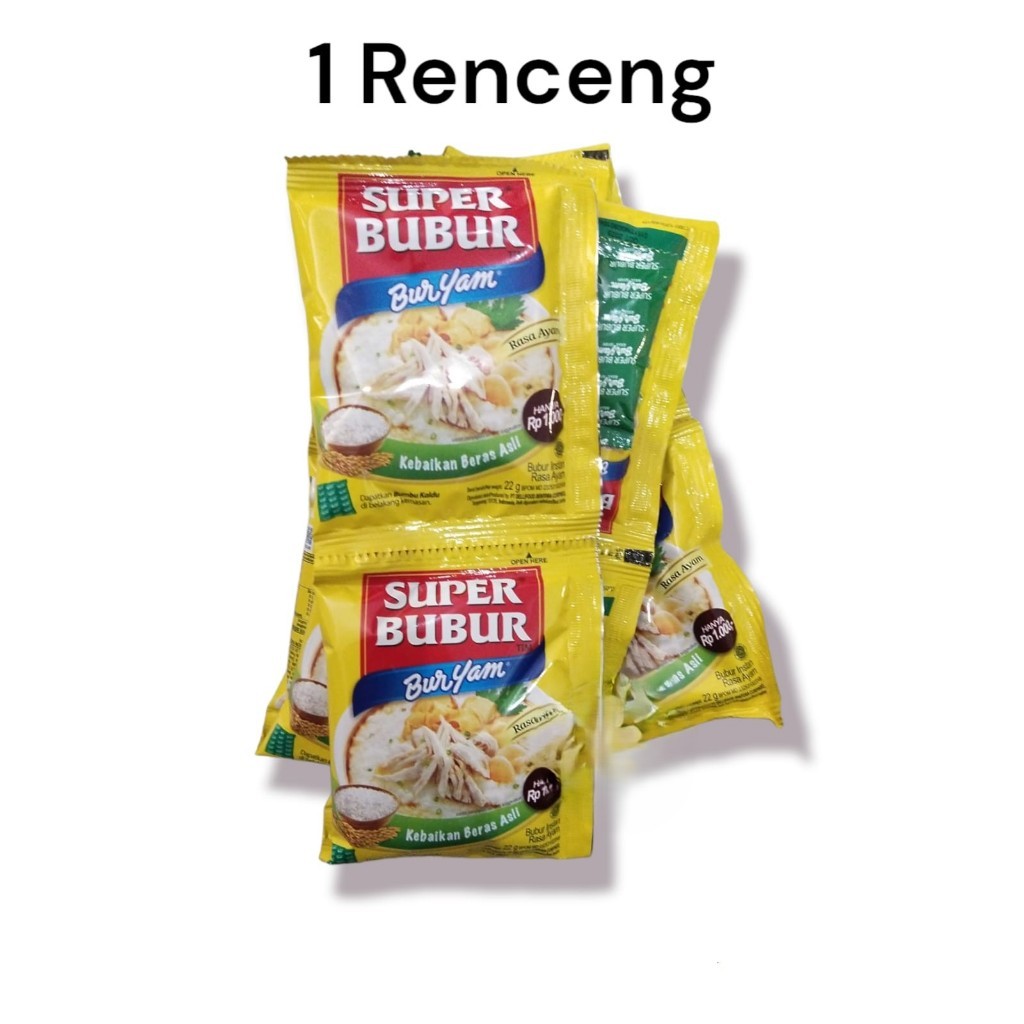 SUPER BUBUR TIM INSTAN BURYAM RENCENG 10 PCS 22 GRAM RASA AYAM ABON SAPI KUAH SOTO KUAH KARI EXTRA K