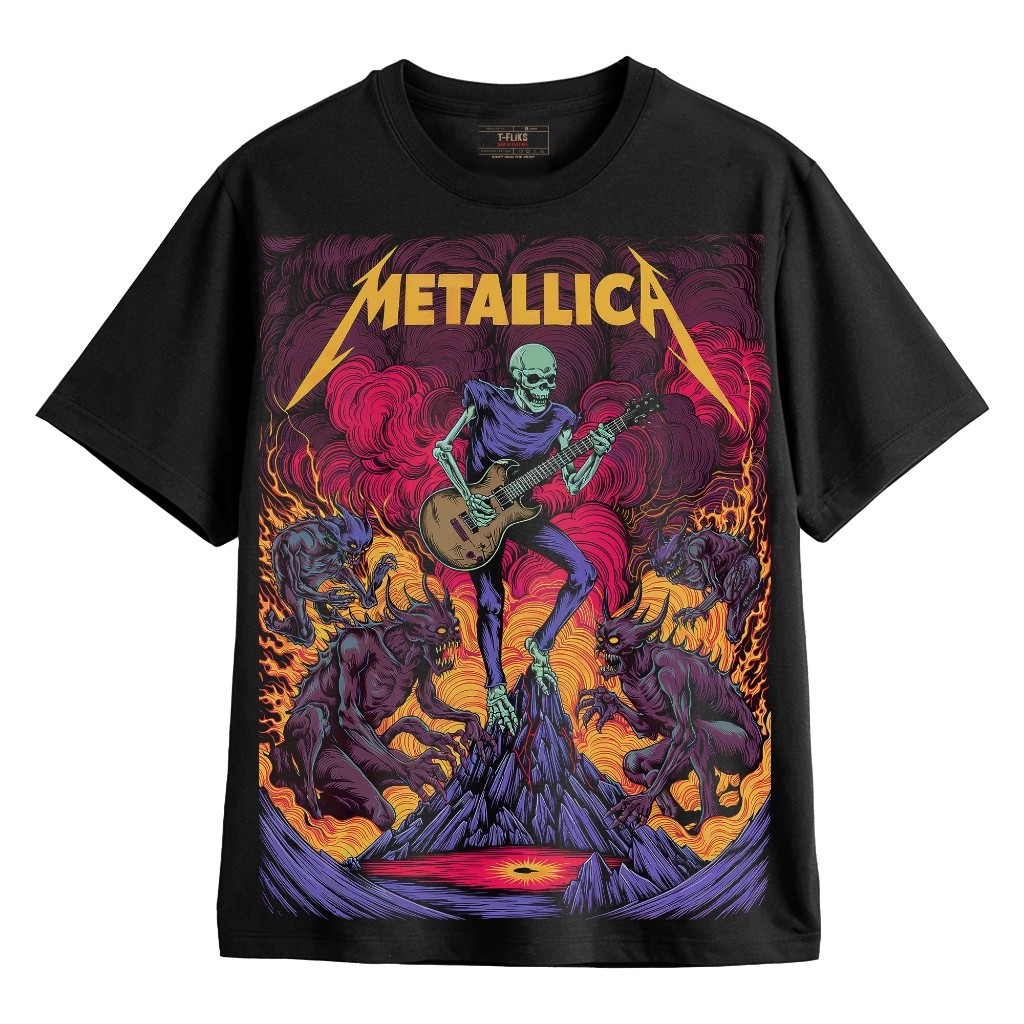 BAJU KAOSMETALLICA EUROPE TOUR 2022 Ver1  KAOS BAND TSHIRT OVERSIZE UNISEX HITAM - TFLIKScod