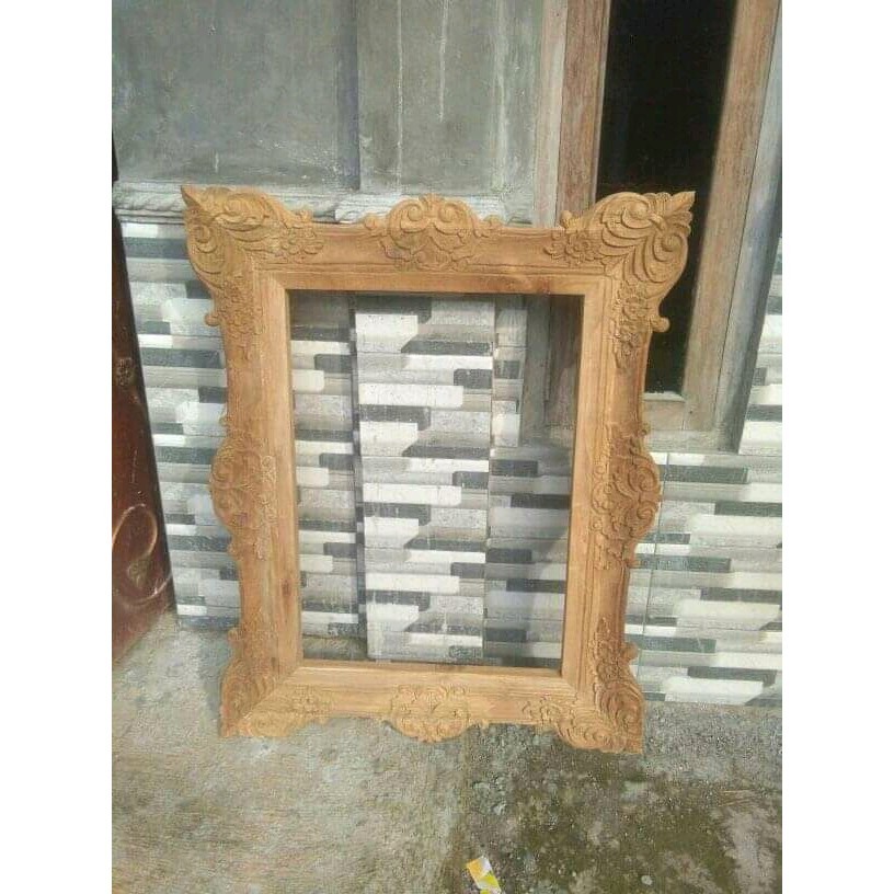 Pigura kaca jati ukiran jepara 120x80cm FG3