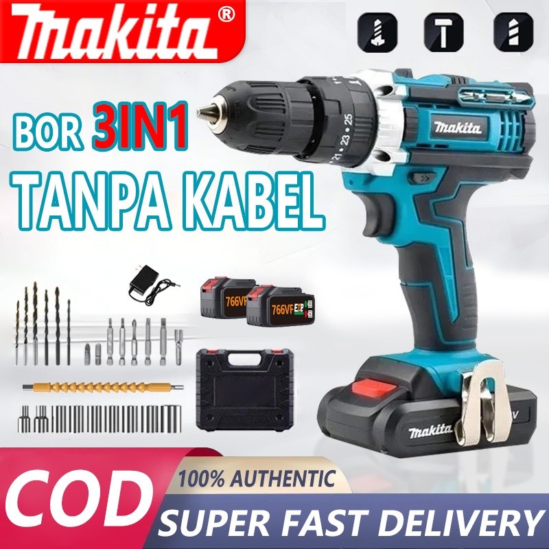 2026 new MAKlTA 766VF Mesin Bor  baterai  cas 10mm listrik murah bor tangan baterai besi tembok Beto
