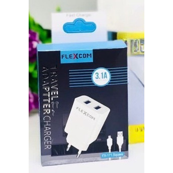FLEXCOM FX171 SQUARE Adaptor Charger Kepala Batok Cas 2USB (non kabel) Original FLEXCOM FX-171