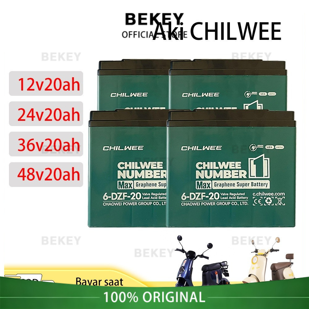 CHILWEE AKI / BATERAI SEPEDA LISTRIK 12V/24V/36V/48V 20AH/12AH ORIGINAL Garansi Resmi