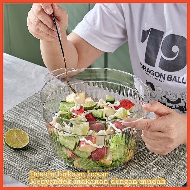 NEW - NEATSTACK - MANGKOK PLASTIK 450/600ML + TUTUP AESTHETIC UNTUK SUP, SALAD, BUAH & SAYUR