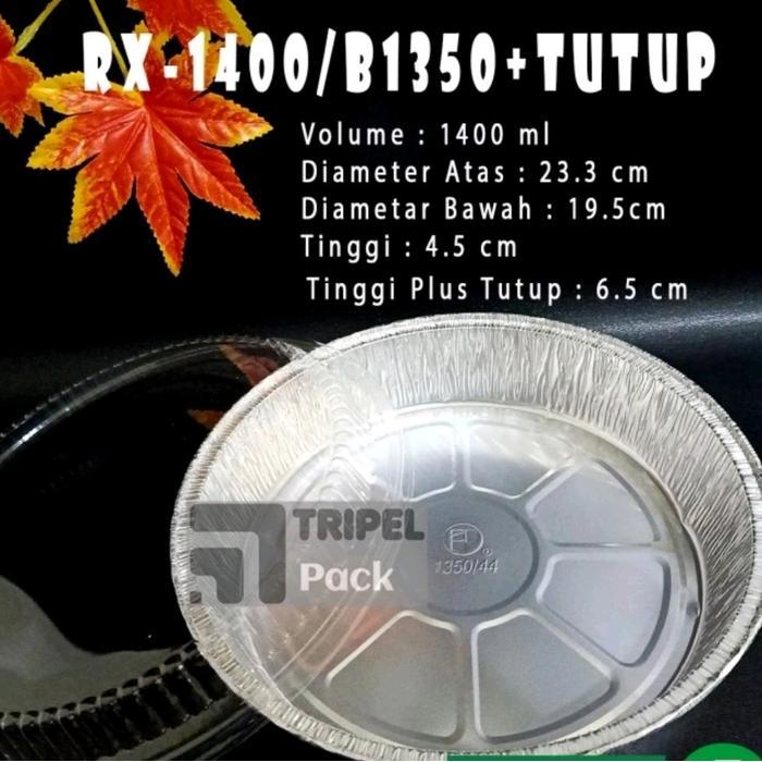 Alumunium Foil Cup Tray RX-1400/B1350 + Tutup, Cocok Untuk Pasta Macaroni Schotel, Cake, Puding Dll 