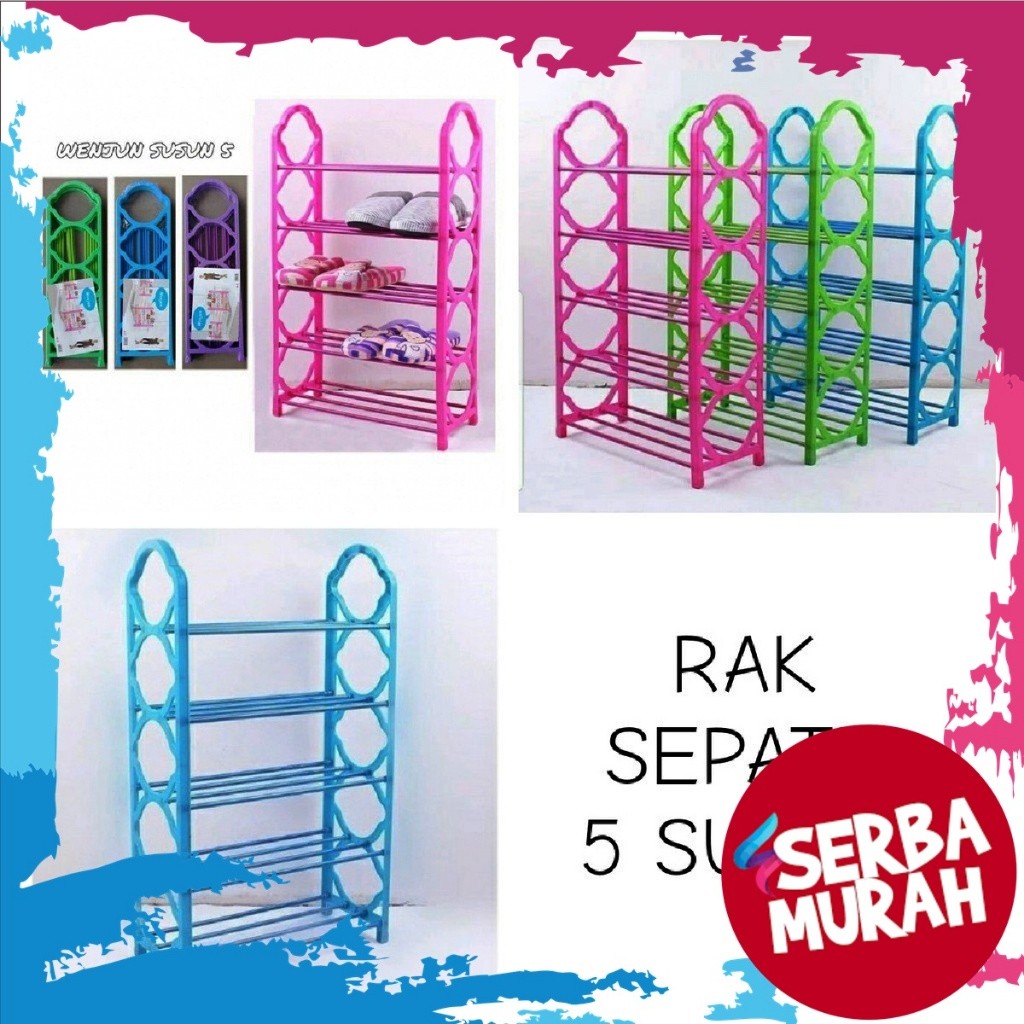 Rak Sepatu 5 / 4 susun Stainless Warna/ GSF Lemari Stainles 5 susun