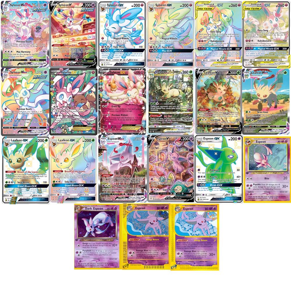 Sylveon Espeon Leafeon Pokemon Proxy Cards SylveonV EX GX Foil EspeonV LeafeonV Hobbies Rare Collect