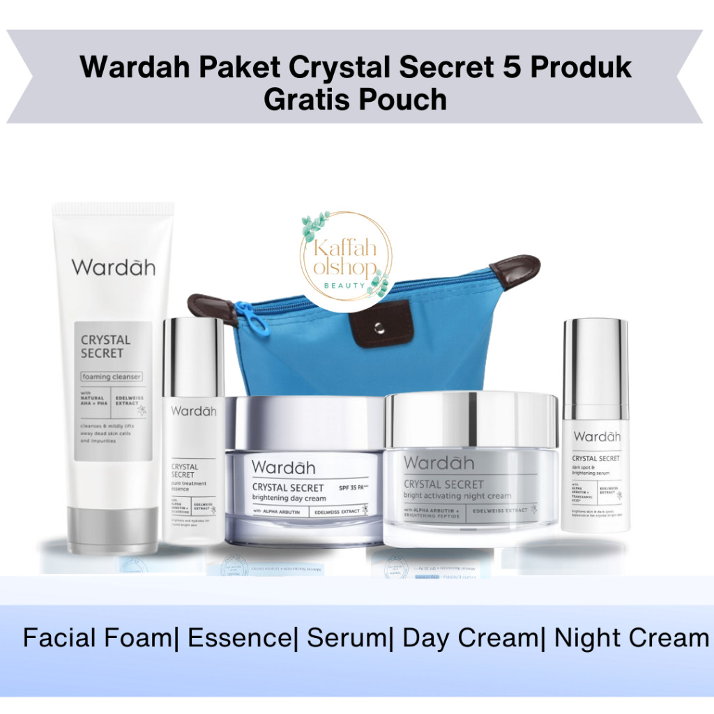 Wardah 1 Paket Crystal Secret 5 Produk Untuk Flek Wajah Cerah Glowing Gratis Tas