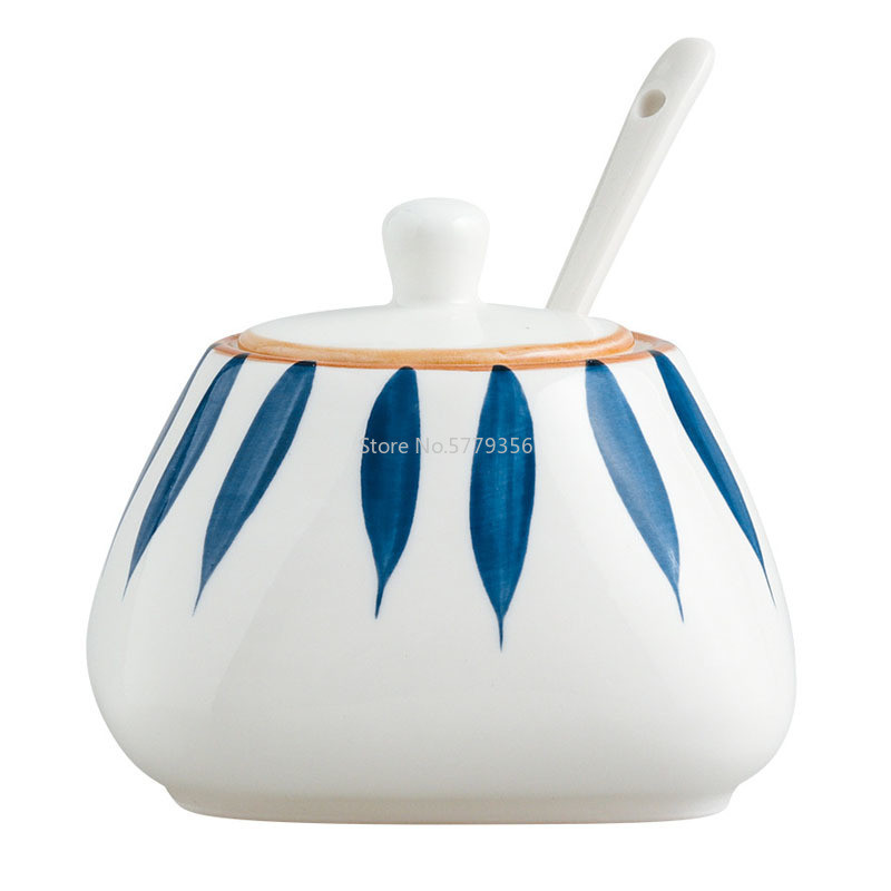 Japanese Style Ceramic Seasoning Pot Set Kitchen Salt Shaker Seasoning Box Seasoning Bottle Sugar MS