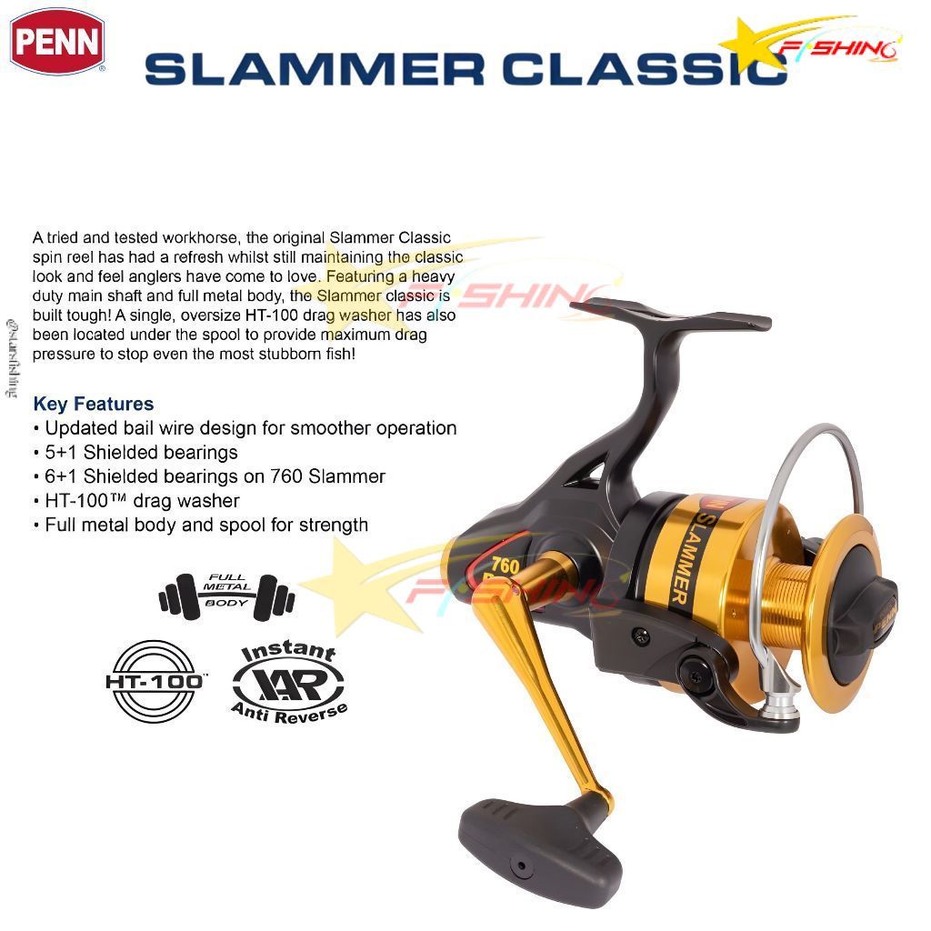 Starsfishing Reel Pancing Spinning PENN Slammer Classic 360 460 560 760 Saltwater Heavy Duty Full Me