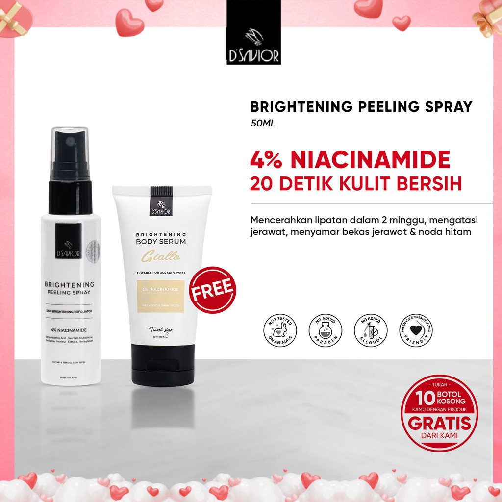 BUY 1 GET 2 | D'SAVIOR Peeling Spray Glutha Collagen 50ml GET Body Serum Travel Size 50ML 1PCS